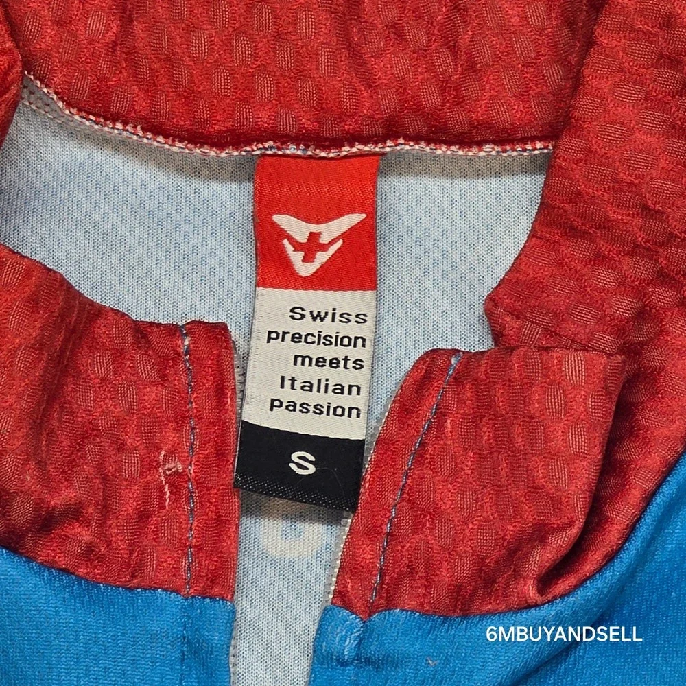 Cuore BStrong Ride Cycling Jersey Mens Small Blue‎ Red Full Zip Short Sleeve S